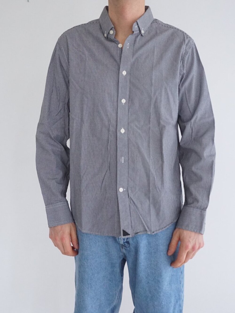 UNTUCKit Black White Micro Check Button Down Shirt Casual Cotton Long Sleeve M